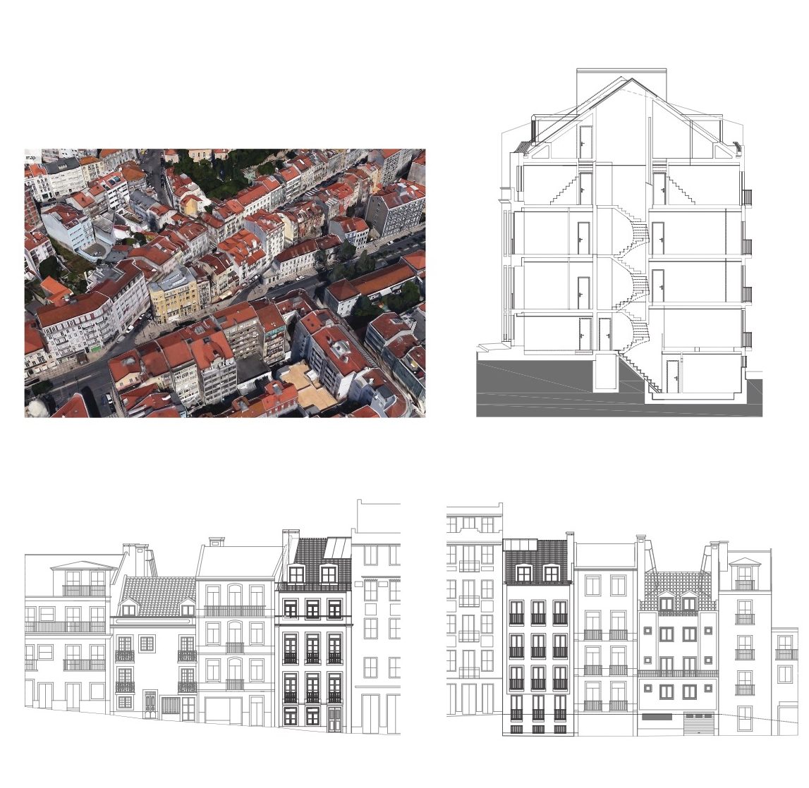 Rua dos Anjos Building no. 24 Lisbon (expansion and remodelling) - collective housing, 6 floors of 1 and 2 bedroom apartments - 597 sq m of gross building area.