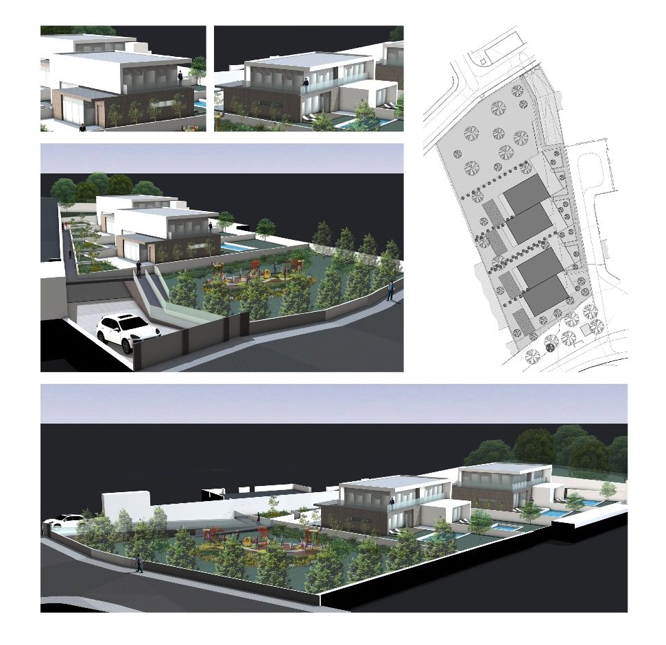 Condomínio Residencial Murches 4, Cascais - quatro moradias unifamiliares tipologias T4 - 1.350 m2 em parcela de 2.769 m2.
